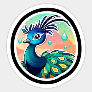 Peacock Bird Illustration Sticker